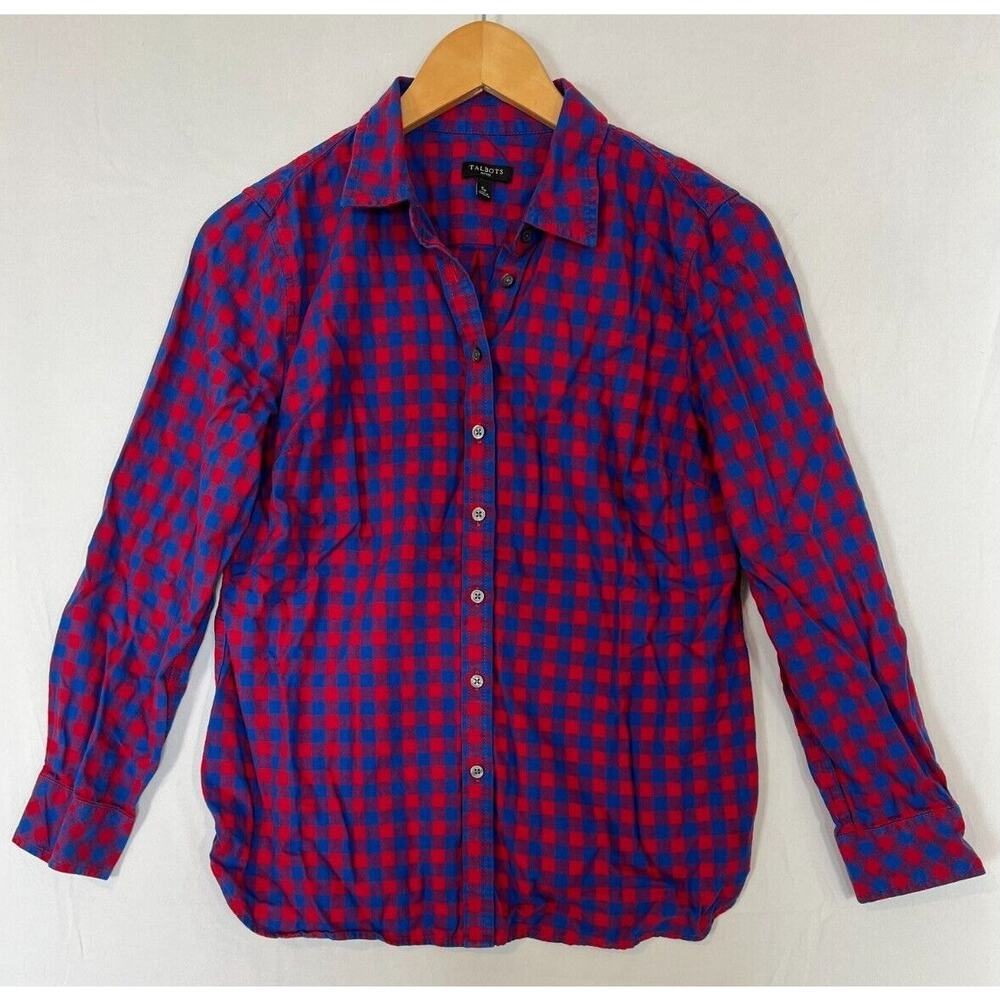 Talbots Buffalo Plaid Flannel Shirt & Quilted Vest Womens Size Small Petite - Picture 2 of 16